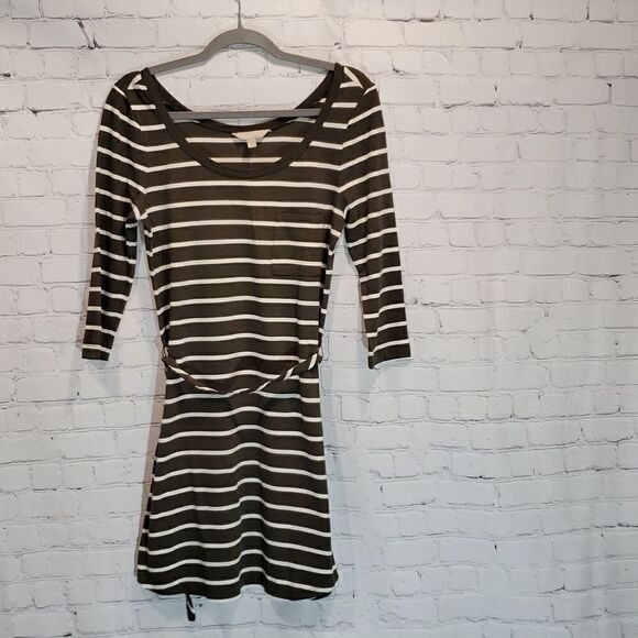 Banana Republic belted olive green and white t shirt dress NWT - Picture 1 of 9